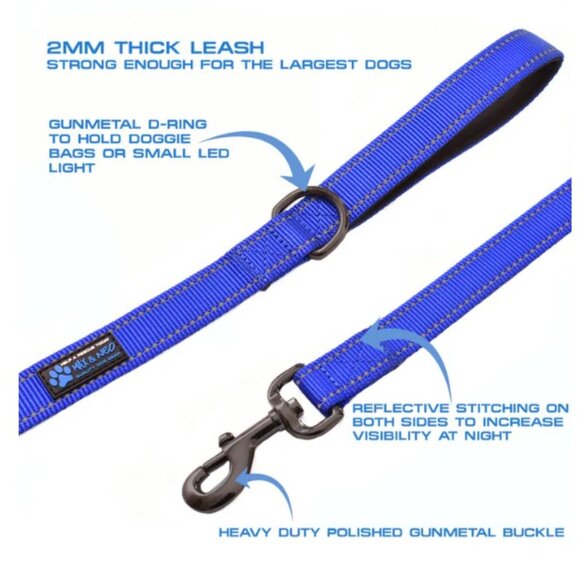 Dog Collar & Leash: Matching Red Reflective Collar & 6-ft Leash, Medium - Picture 4 of 6